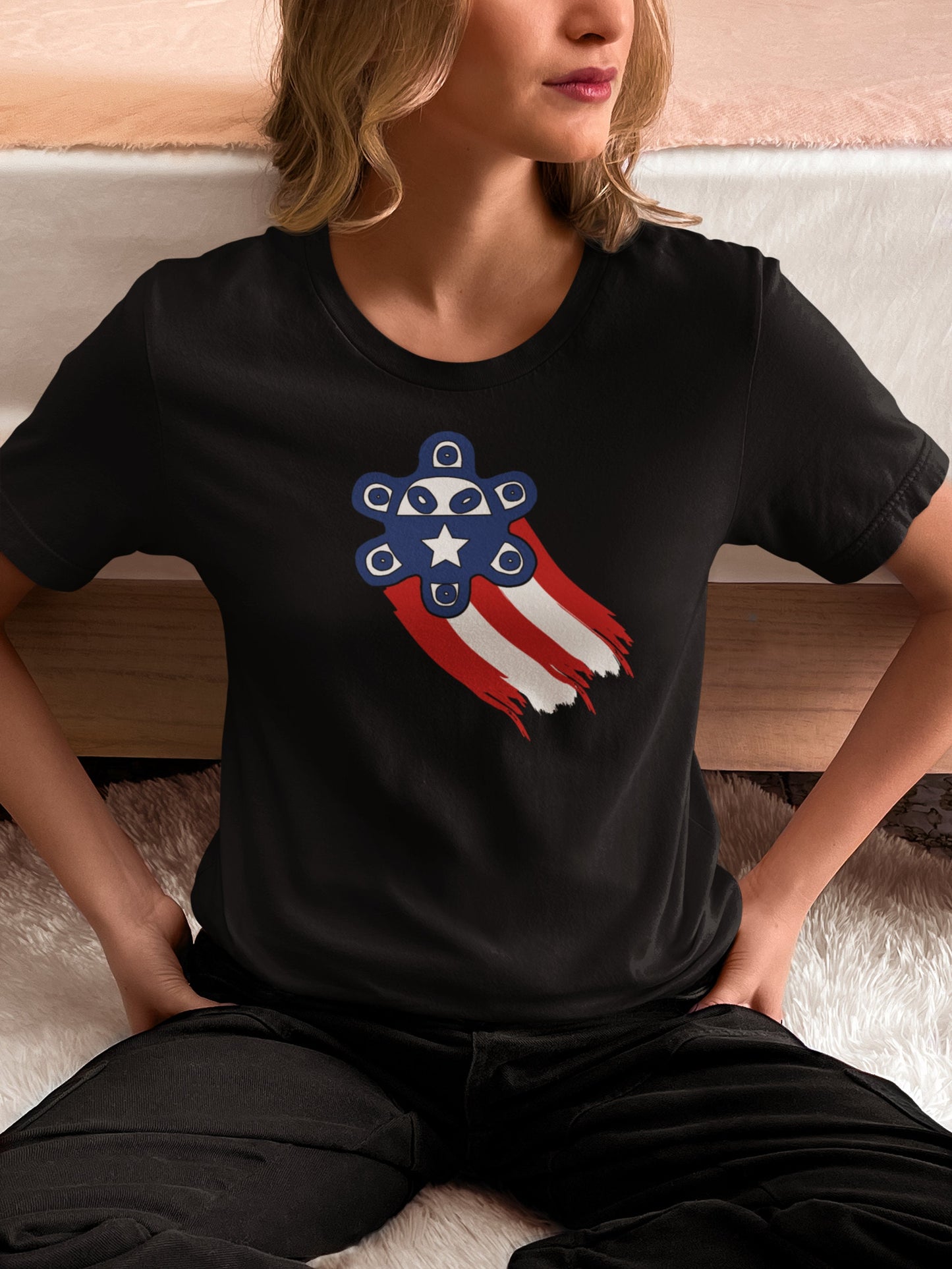 Sun Taino with Puerto Rico flag shirt