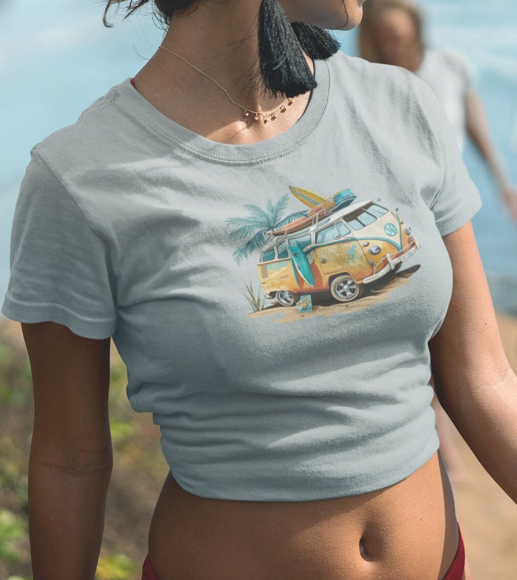 Flower van shirt, Beach van shirt, surf shirt, surfing lovers, surfing shirt, beach shirt, summertime shirt, Flower van in the beach shirt