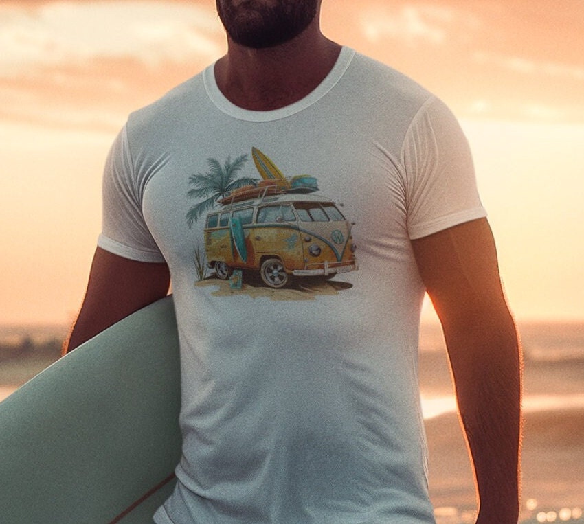 Flower van shirt, Beach van shirt, surf shirt, surfing lovers, surfing shirt, beach shirt, summertime shirt, Flower van in the beach shirt