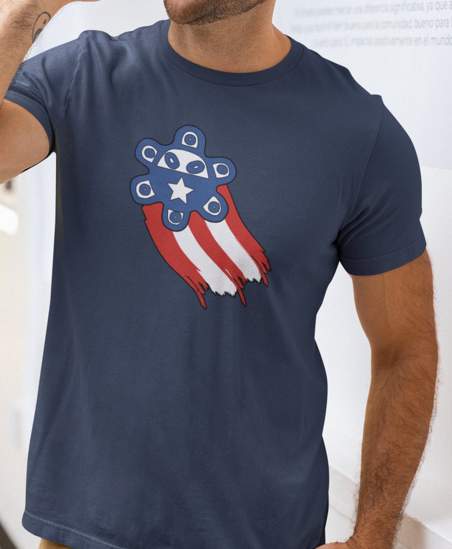 Sun Taino with Puerto Rico flag shirt