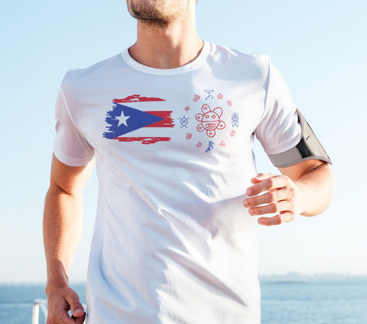 Taino clock with puerto rican flag shirt