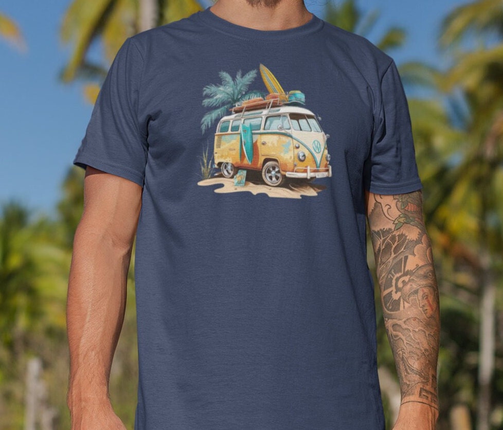 Flower van shirt, Beach van shirt, surf shirt, surfing lovers, surfing shirt, beach shirt, summertime shirt, Flower van in the beach shirt