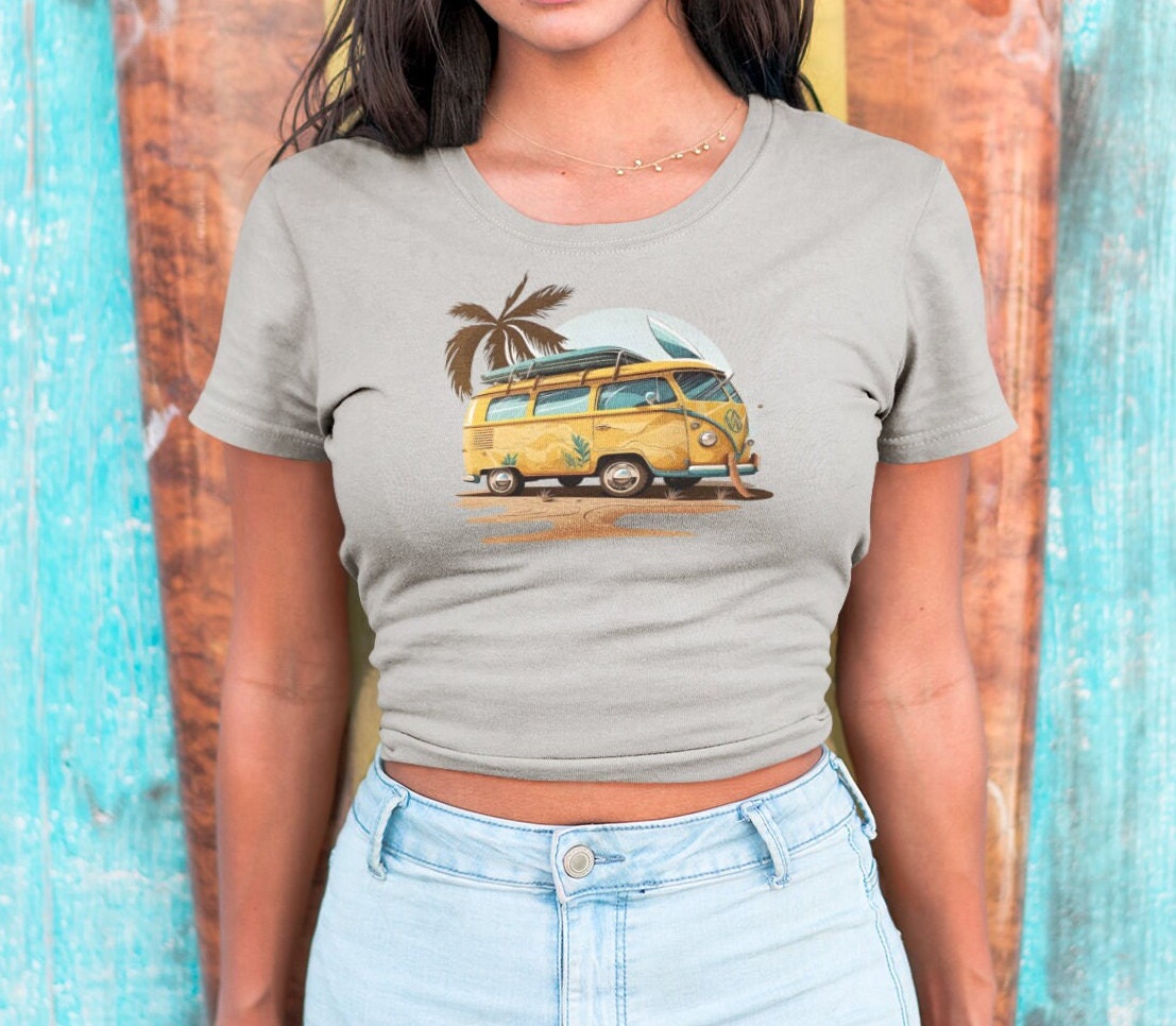 Bird van shirt, flower van shirt, surf shirt, surfing lovers, surfing shirt, beach shirt, summertime shirt, Flower van in the beach shirt