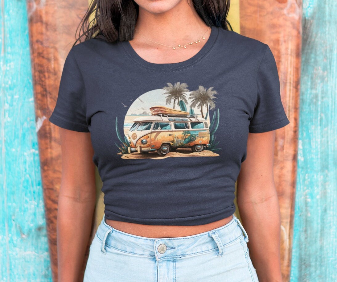 Girl van shirt, flower van shirt, surf shirt, surfing lovers, surfing shirt, beach shirt, summertime shirt, Flower van in the beach shirt