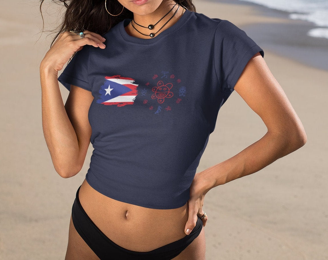 Taino clock with puerto rican flag shirt