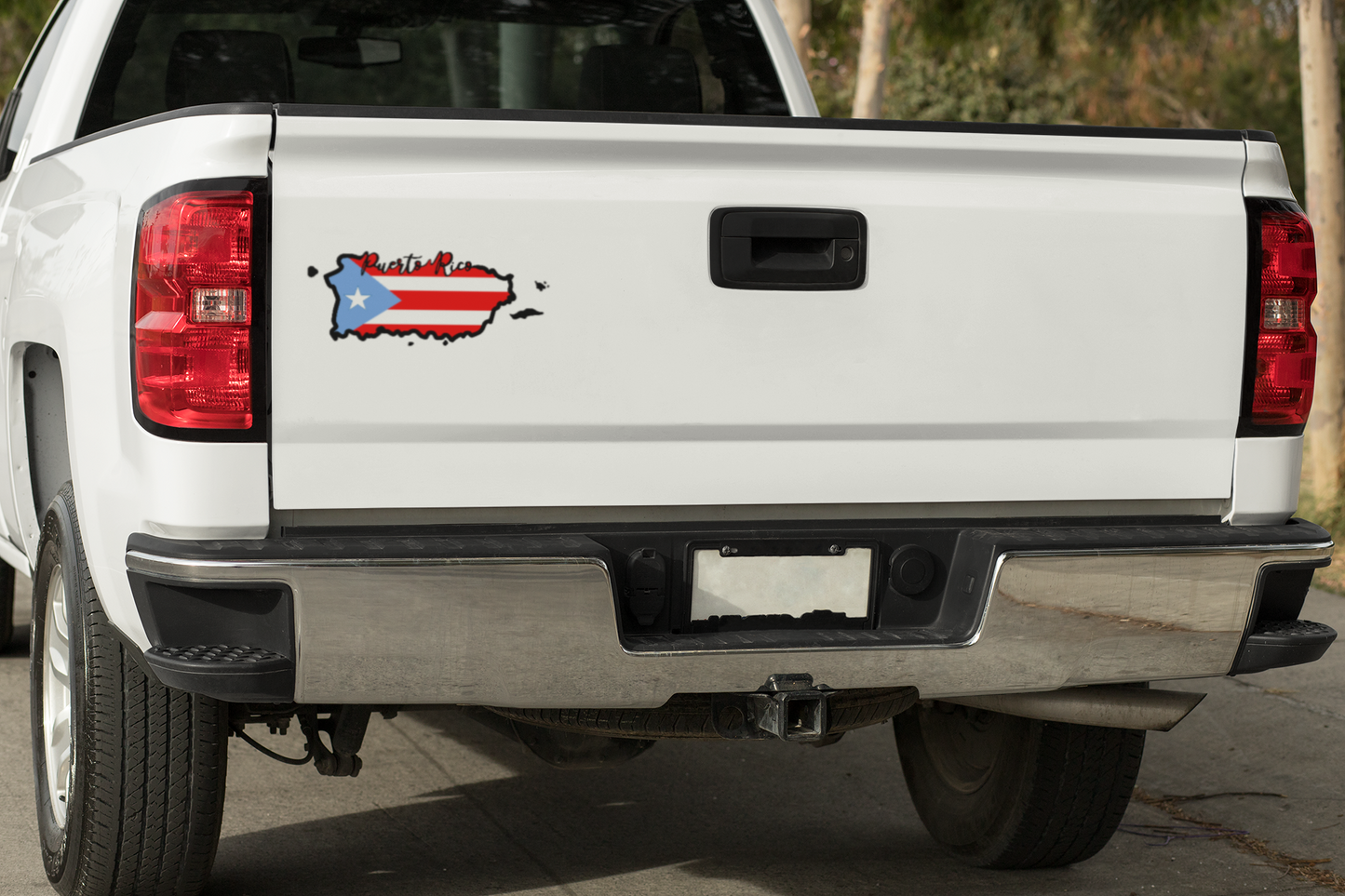 Puerto Rico map with flag stickers