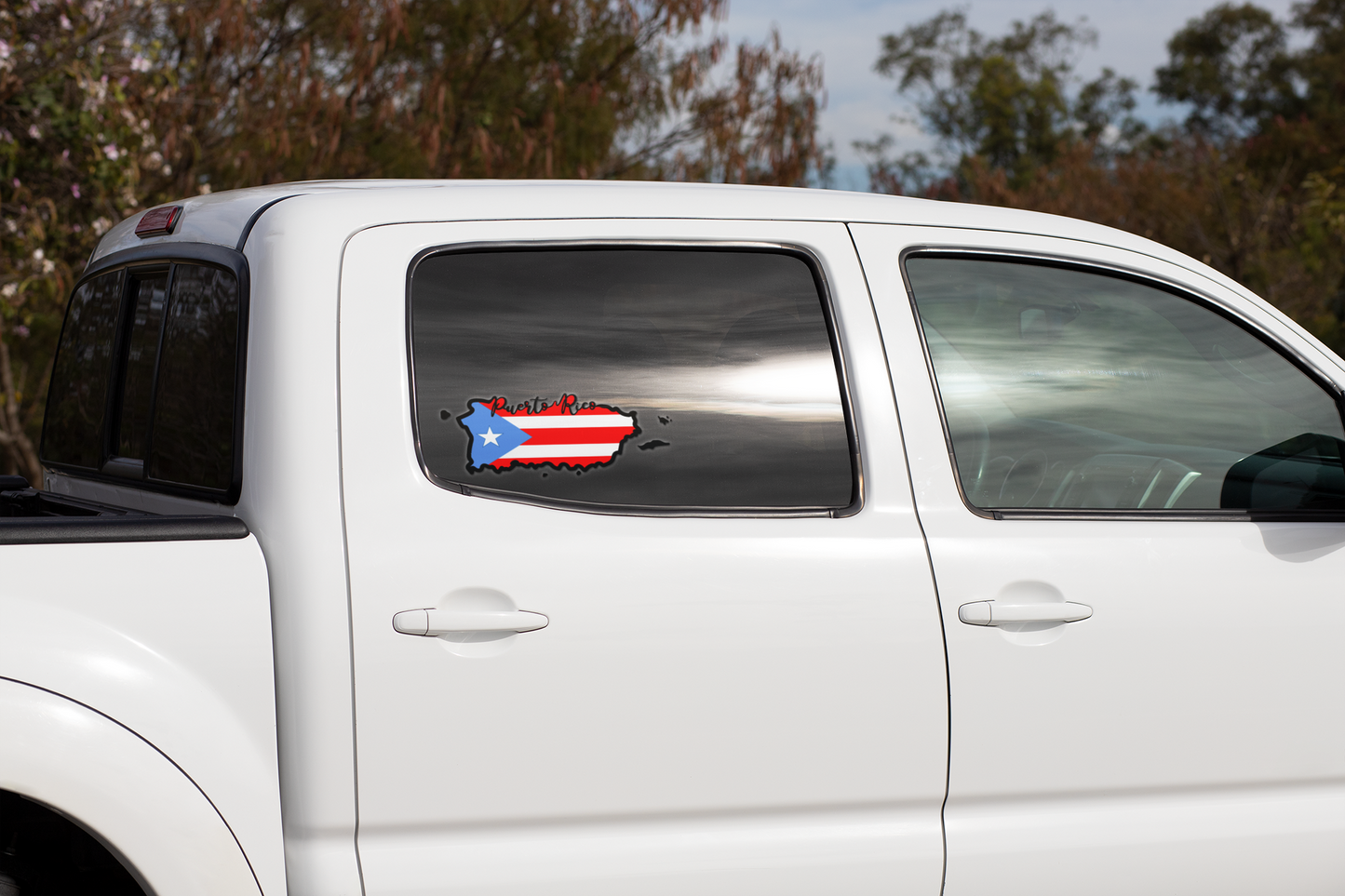 Puerto Rico map with flag stickers