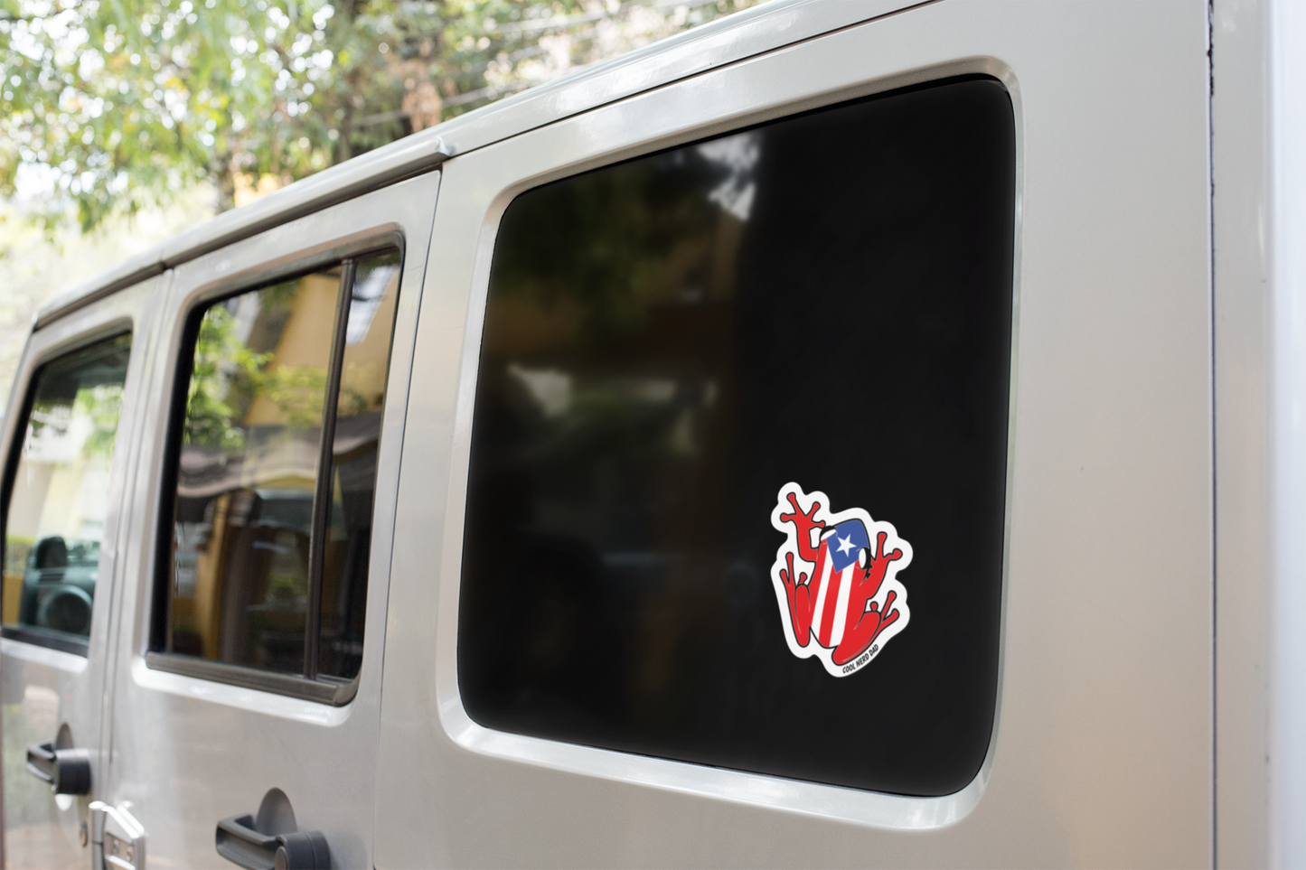 Coqui with Puerto Rico flag stickers